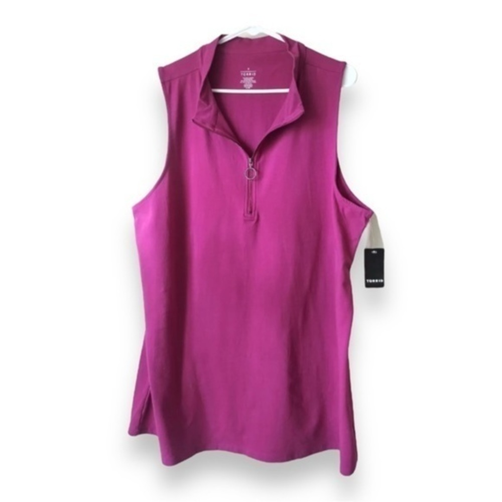 🆕NWT torrid 5 Magenta Foxy Mock Neck Zip Up Tank 28 5x 5XL